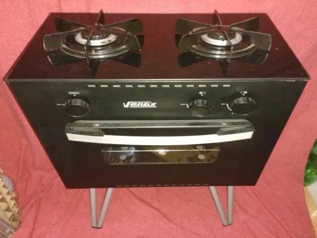 Fogão Portátil 02 bocas + forno, base removivel