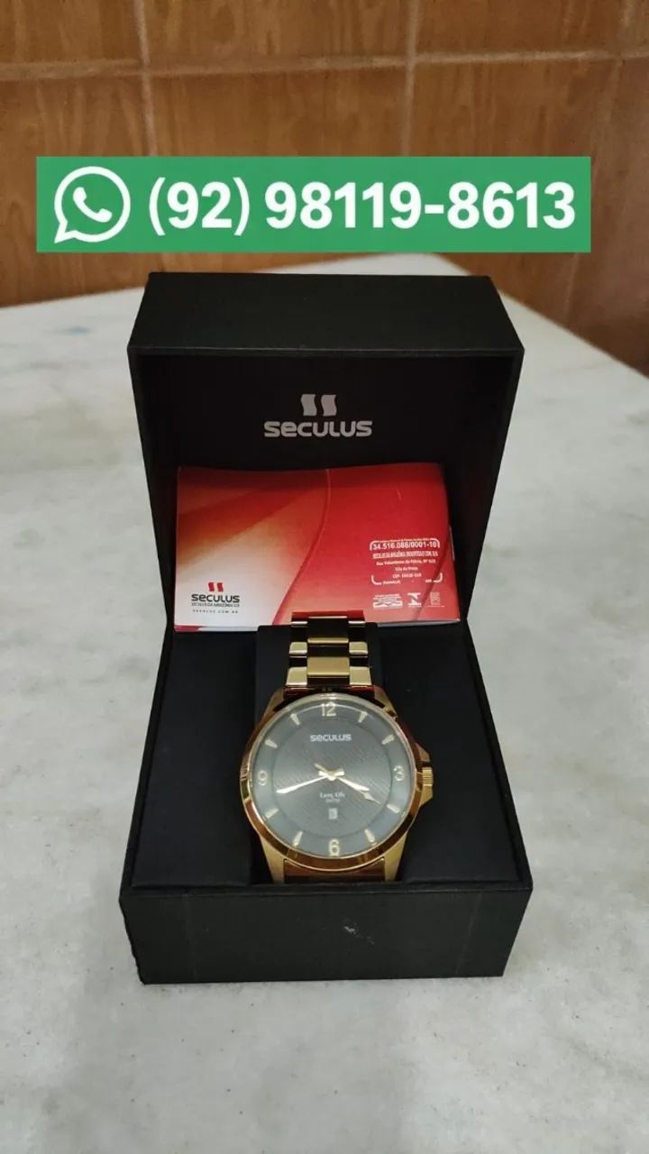 Relógio Seculus Masculino Dourado (Semi-novo)