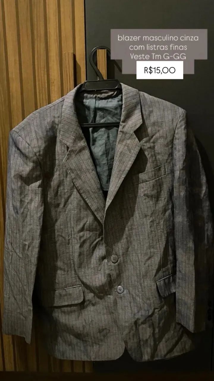 Blazer masculino preto e cinza 