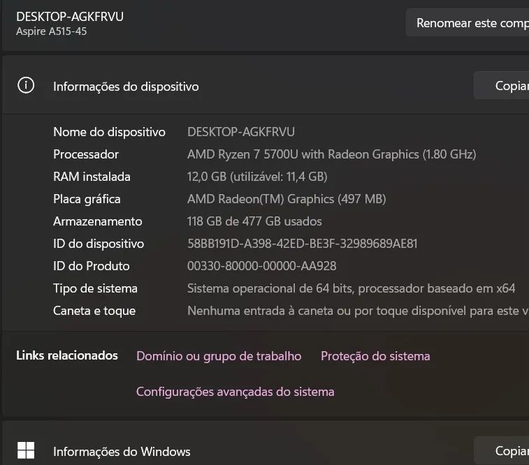 Notebook Acer Aspire 5 12GB RAM com Windows 11 pro  - Foto 5