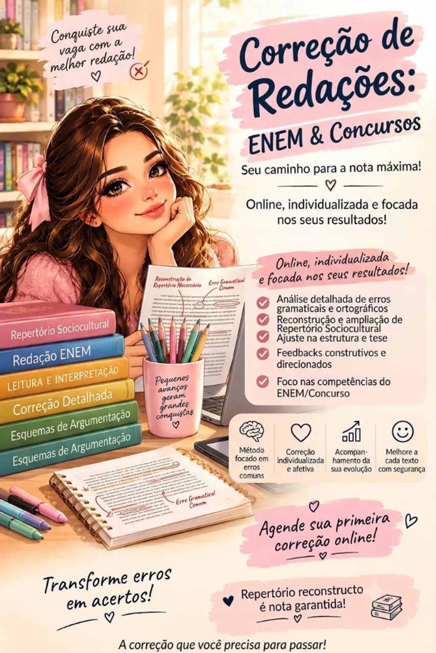Correção de redações para ENEM e Concursos 