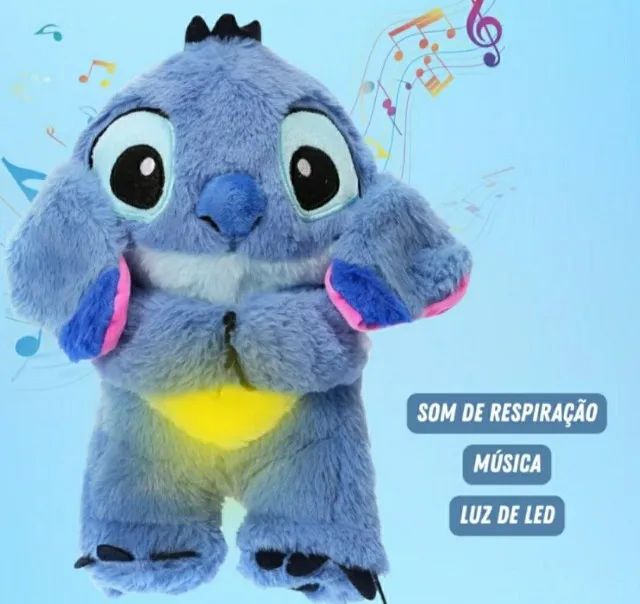 Stitch de pelúcia Que respira e Toca som - Foto 2