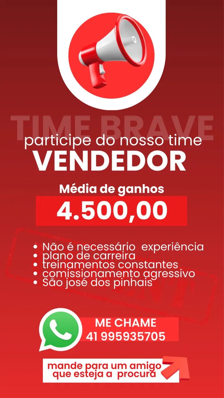 Vaga para vendedor 