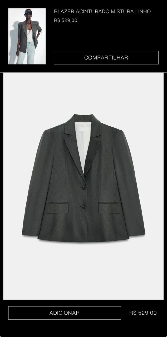 blazer acinturado mistura linho - g