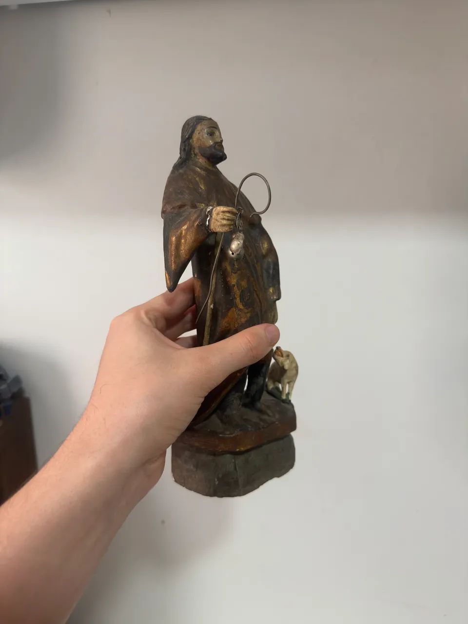 Santo antigo em madeira São Roque - Foto 3
