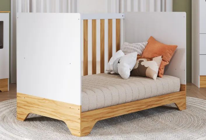 Berço Cama Americano Popy Retro, 100% MDF - Peroba - Foto 4