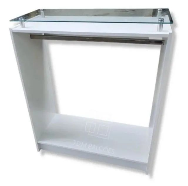 Vendo balcão de atendimento branco com vidro e cabideiro  - Foto 2