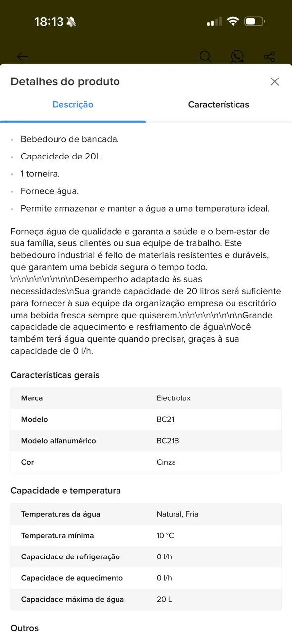 Bebedouro Agua Gelada Electrolux Compressor Galao 20l 110v - Foto 2