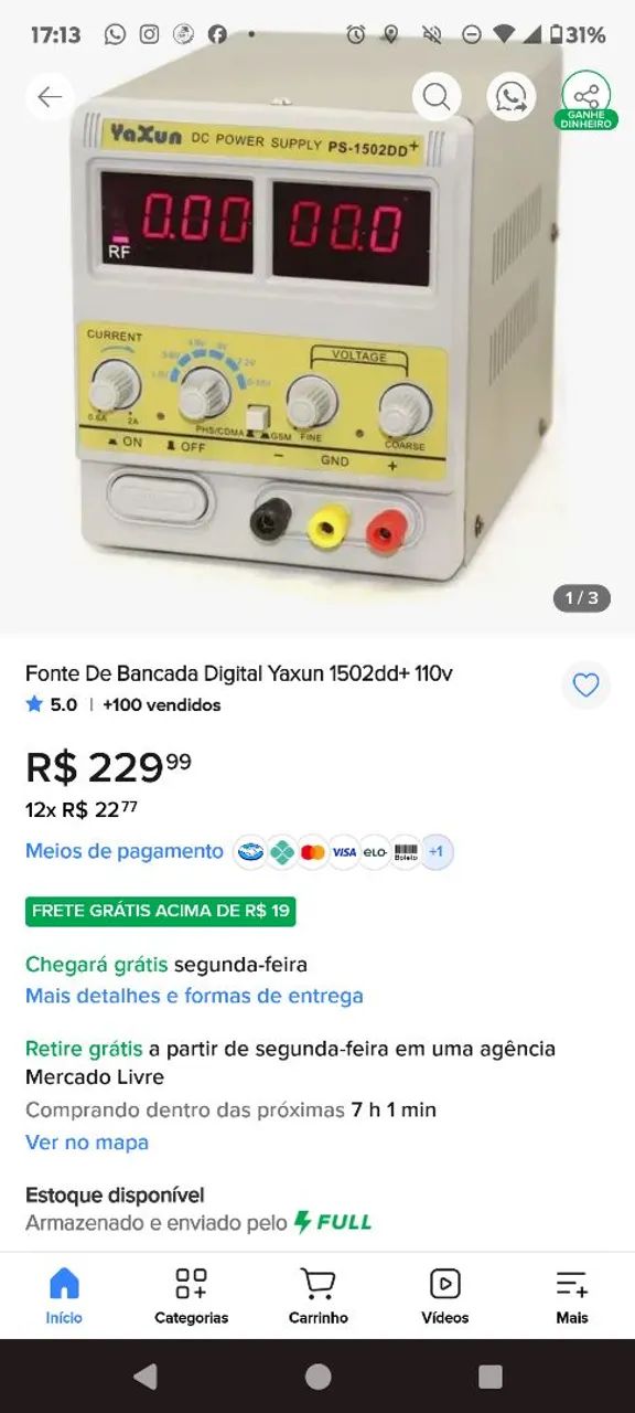 Kit estação de solda e fonte de bancada - Foto 4