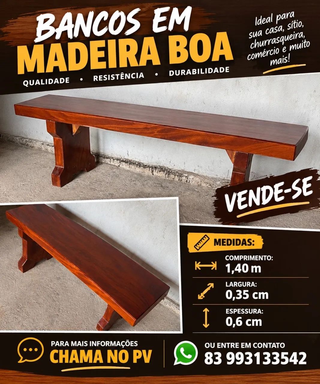 Bancos em madeira 