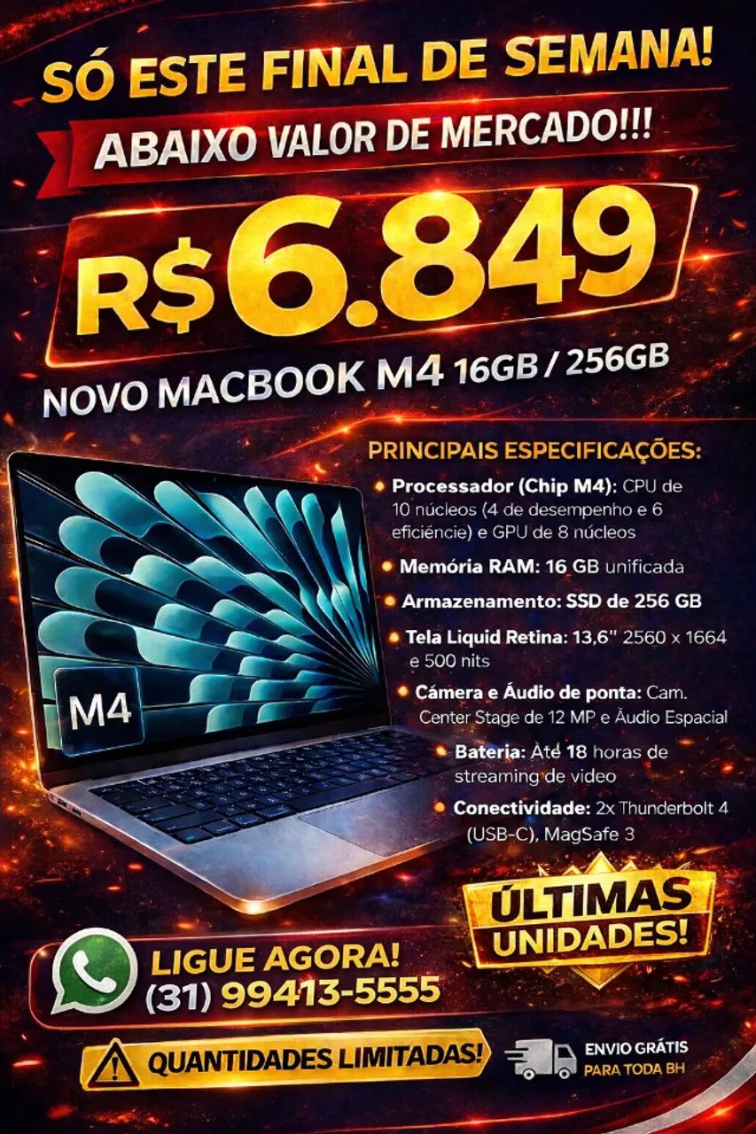 MacBookAir M4 16GB 256GBスペースブラック美品 Macbook Air M4 16gb 256gb Ssd 2025 Midnight | Parcelamento sem juros