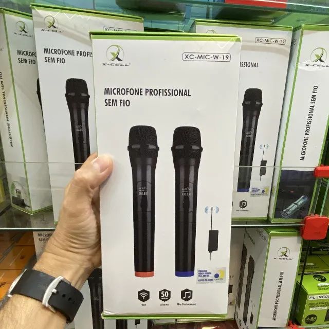 Kit com 2 Microfones Sem Fio Profissional Preto - X-Cell - Foto 3