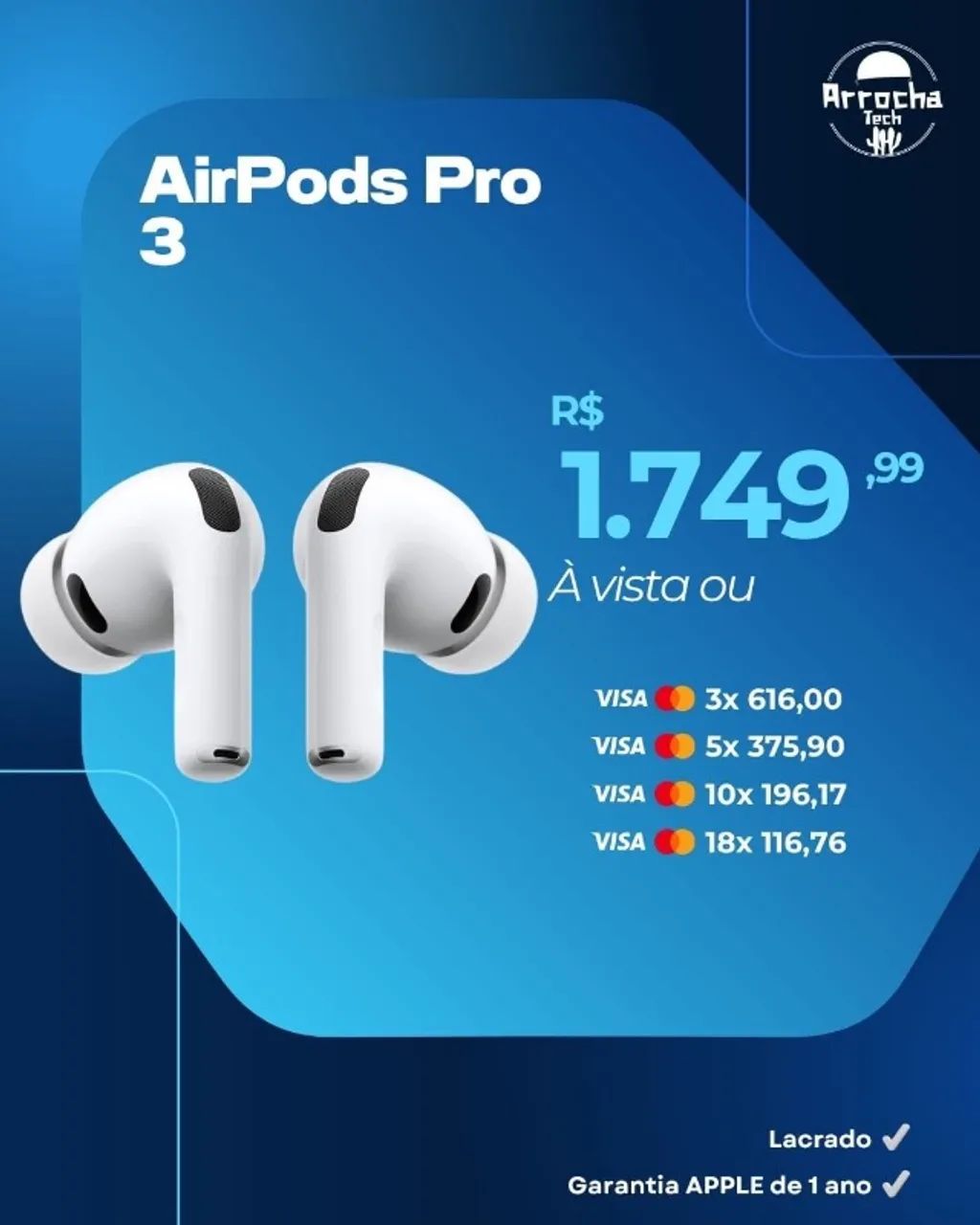 airpods pro3 +オマケアリ Fones Apple Airpods Pro 3 - Lançamento 2025 + Applecare+ 2a