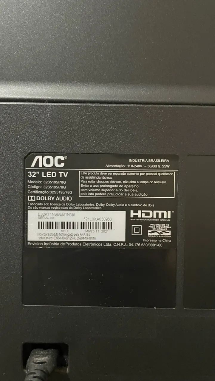 SMART TV AOC ROKU 32" - WIFI - HDMI - USB - FUNCIONANDO PERFEITAMENTE  - Foto 2
