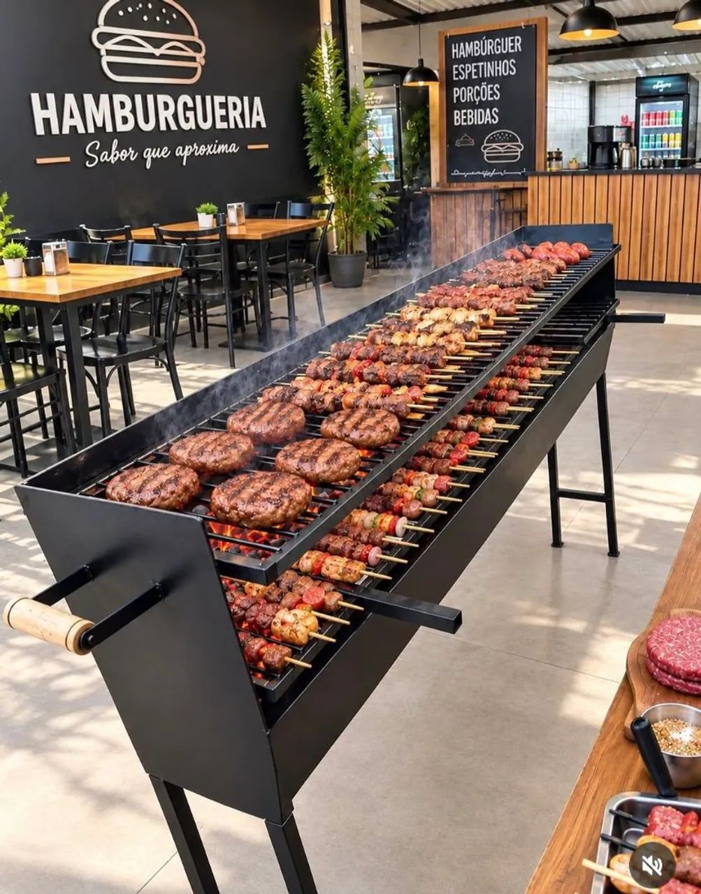 Churrasqueira para espetinho e hambúrguer  com  1.50 de comprimento 