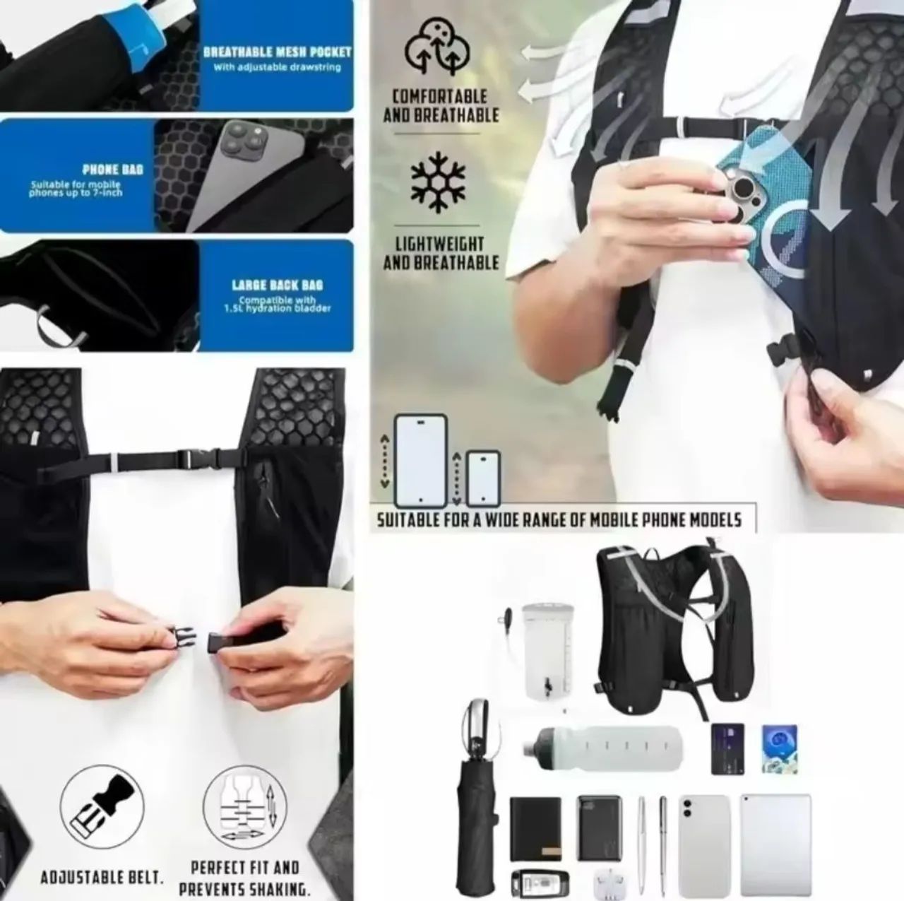 Colete de corrida leve com suporte para celular - Foto 2