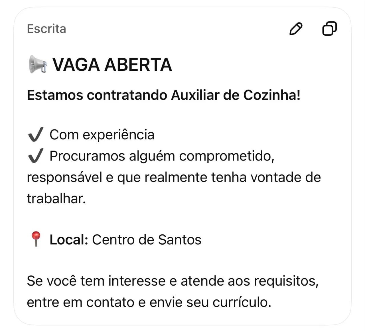 Auxiliar de cozinha 