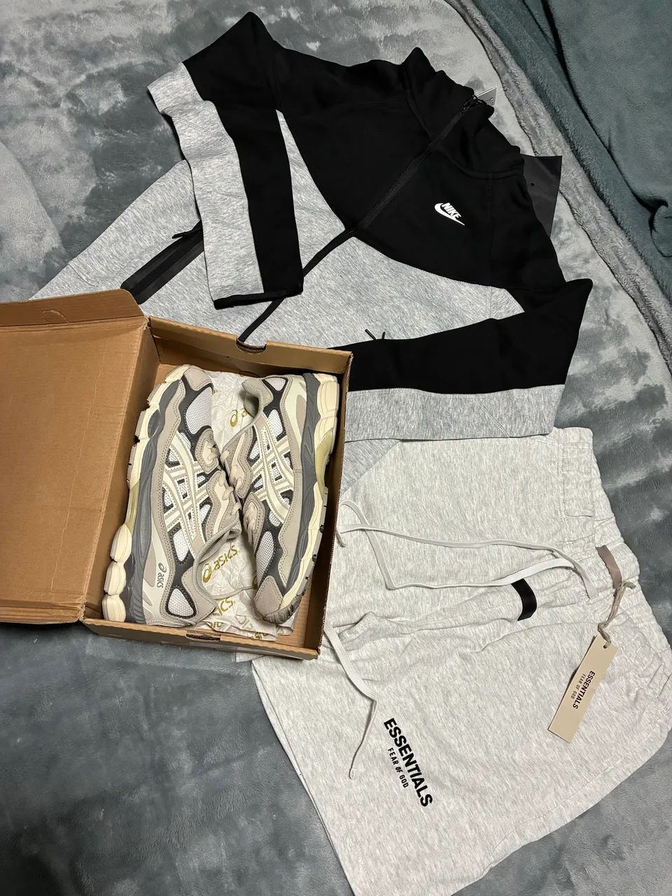 Kit moletom tenis e bermuda cinza M e tam 40