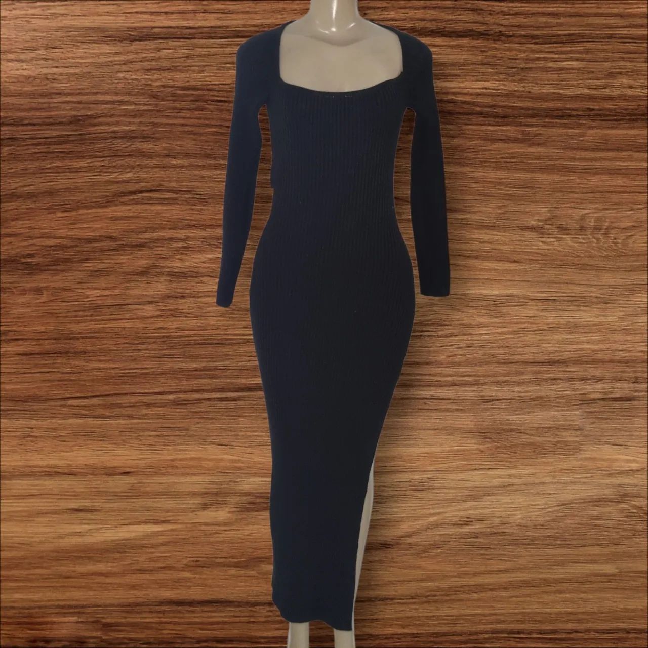 Vestido longo caos P em tricô  canelado - Foto 2