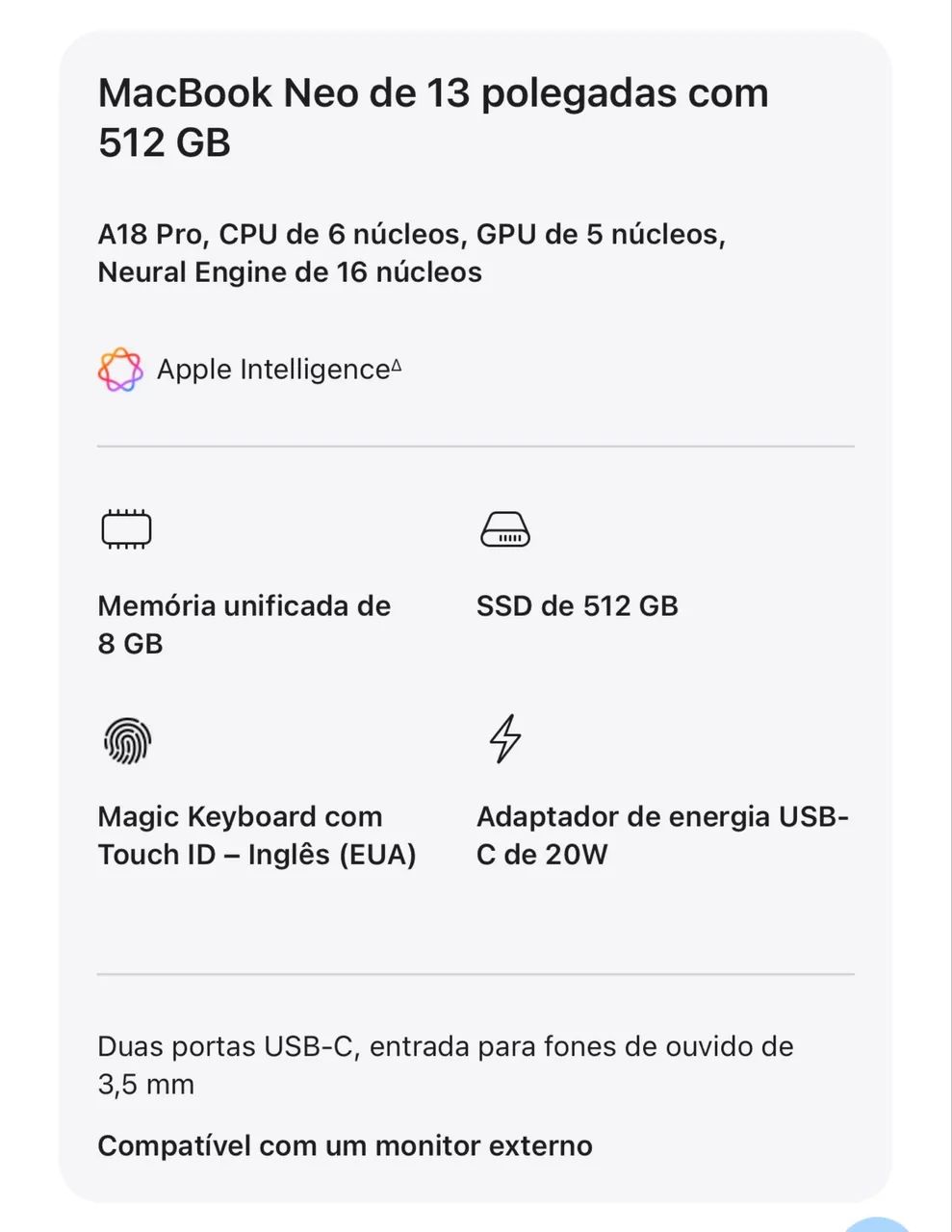 MacBook Neo 512bg - Foto 5