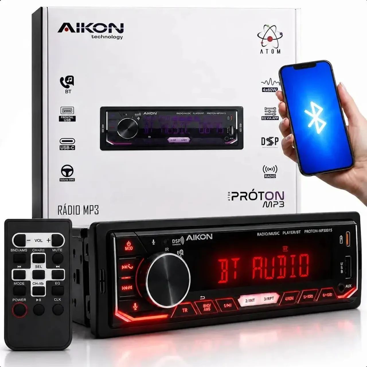 Rádio Aikon com bluetooth, usb e entrada tipo C - Foto 2