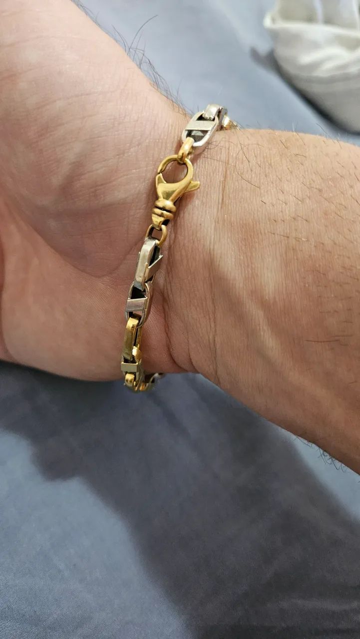 Pulseira de ouro branco e ouro amarelo - Foto 4