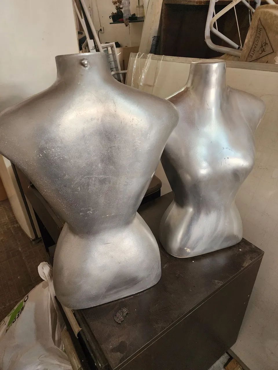 2x manequim busto feminino - prateado