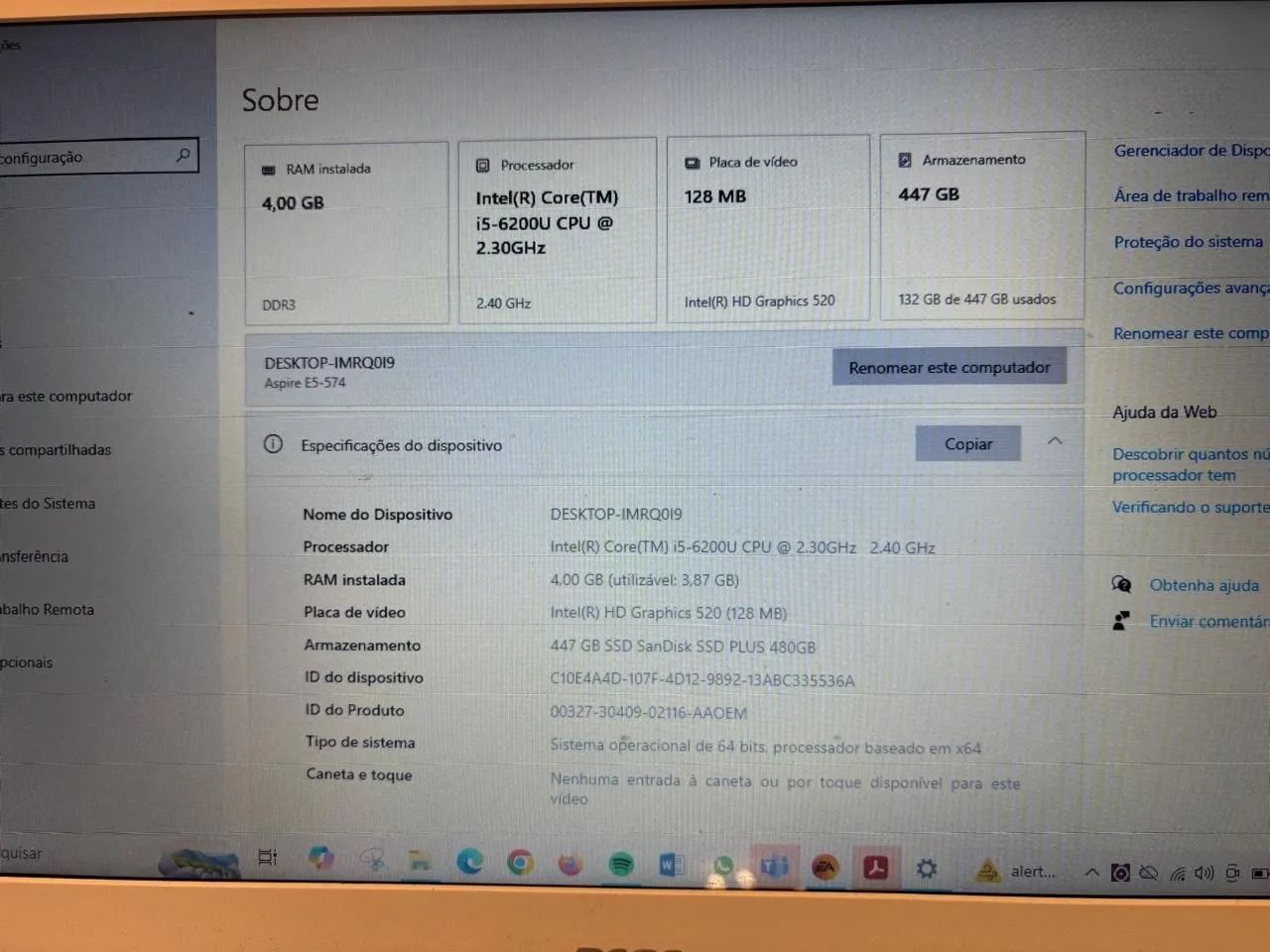 Notebook Acer Aspire E5-574 EM EXCELENTE CONDIÇÕES! - Foto 3