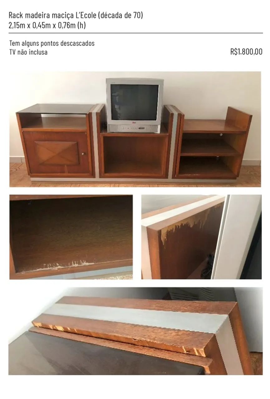 Rack de madeira maciça L'Ecole (década de 70)