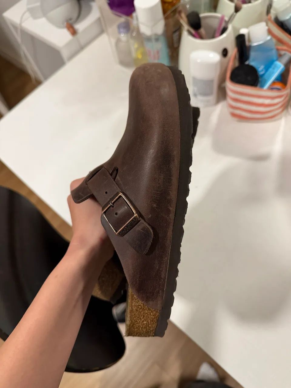 Birkenstock Boston de couro marrom  - Foto 4