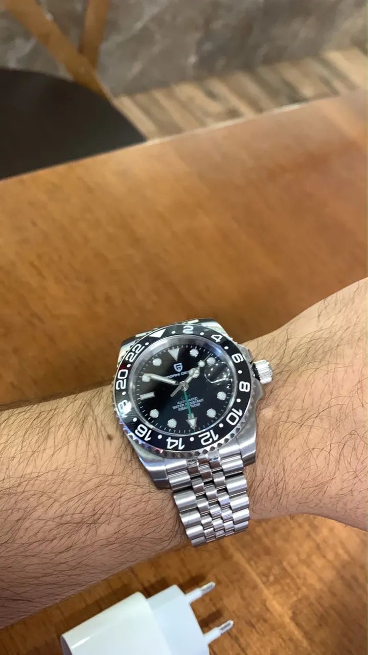 Pagani design GMT mecânico automático Correia jubileu bisel preto - Foto 2