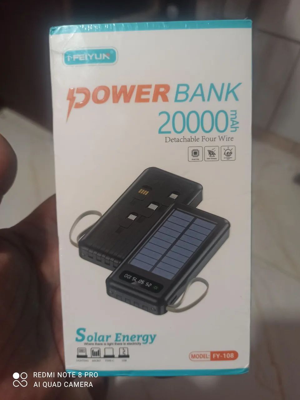 Carregador solar 20000 mAh 4 cargas completas