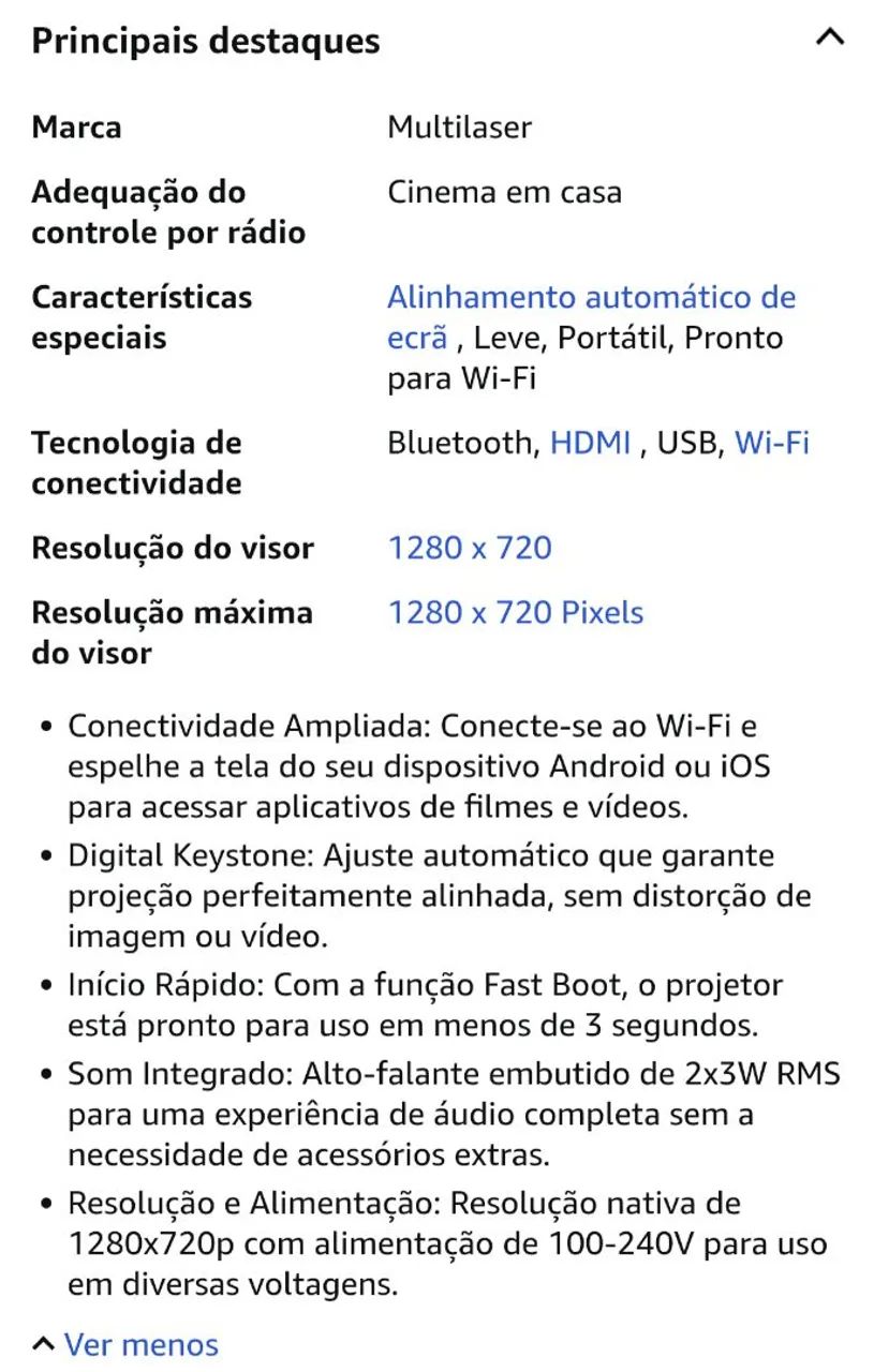 Projetor Multi PJ003 2200 Lúmens Linux HD 720p Novo Entrego Anápolis Goiânia - Foto 3