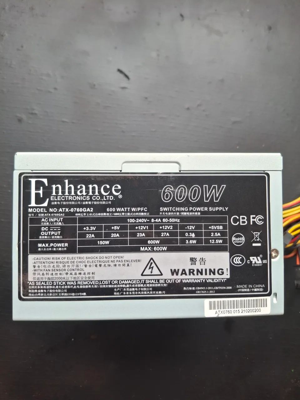 Fonte Enhance 600w Real Mod. Atx-0760ga2 Bivolt Automática - Foto 4