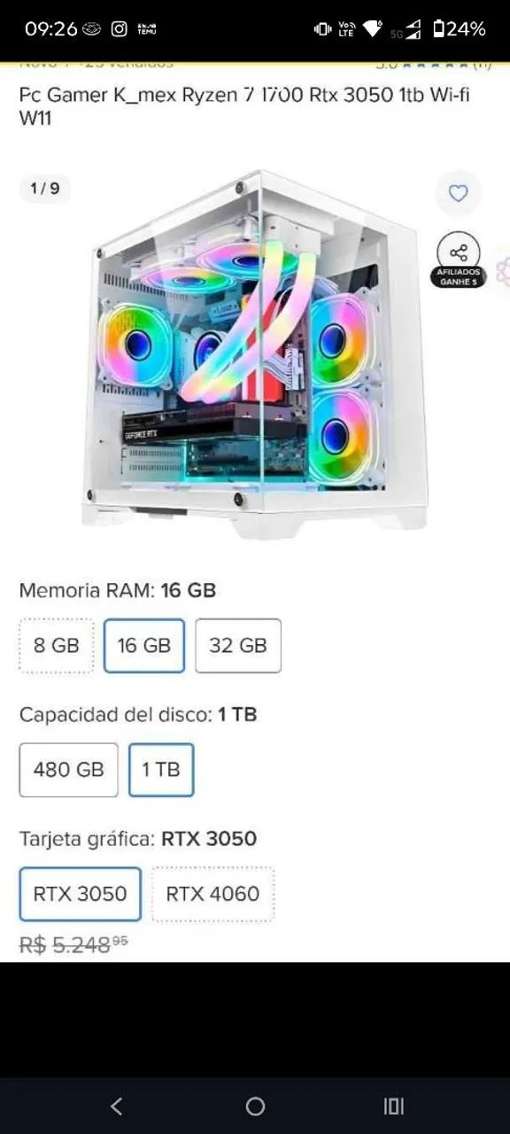 PC gamer ryzer 7 placa rtx 3050 - Foto 2