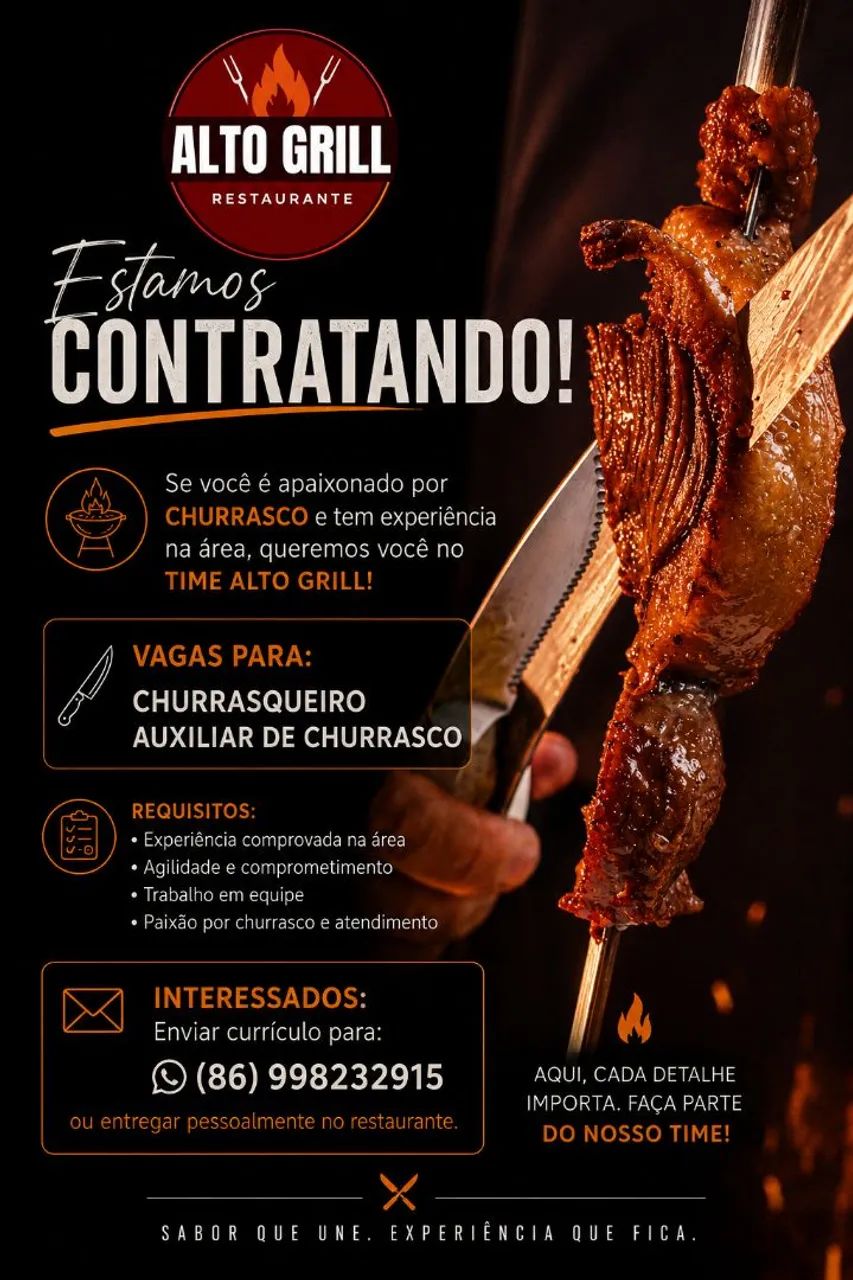 Vaga para churrasqueiro. 