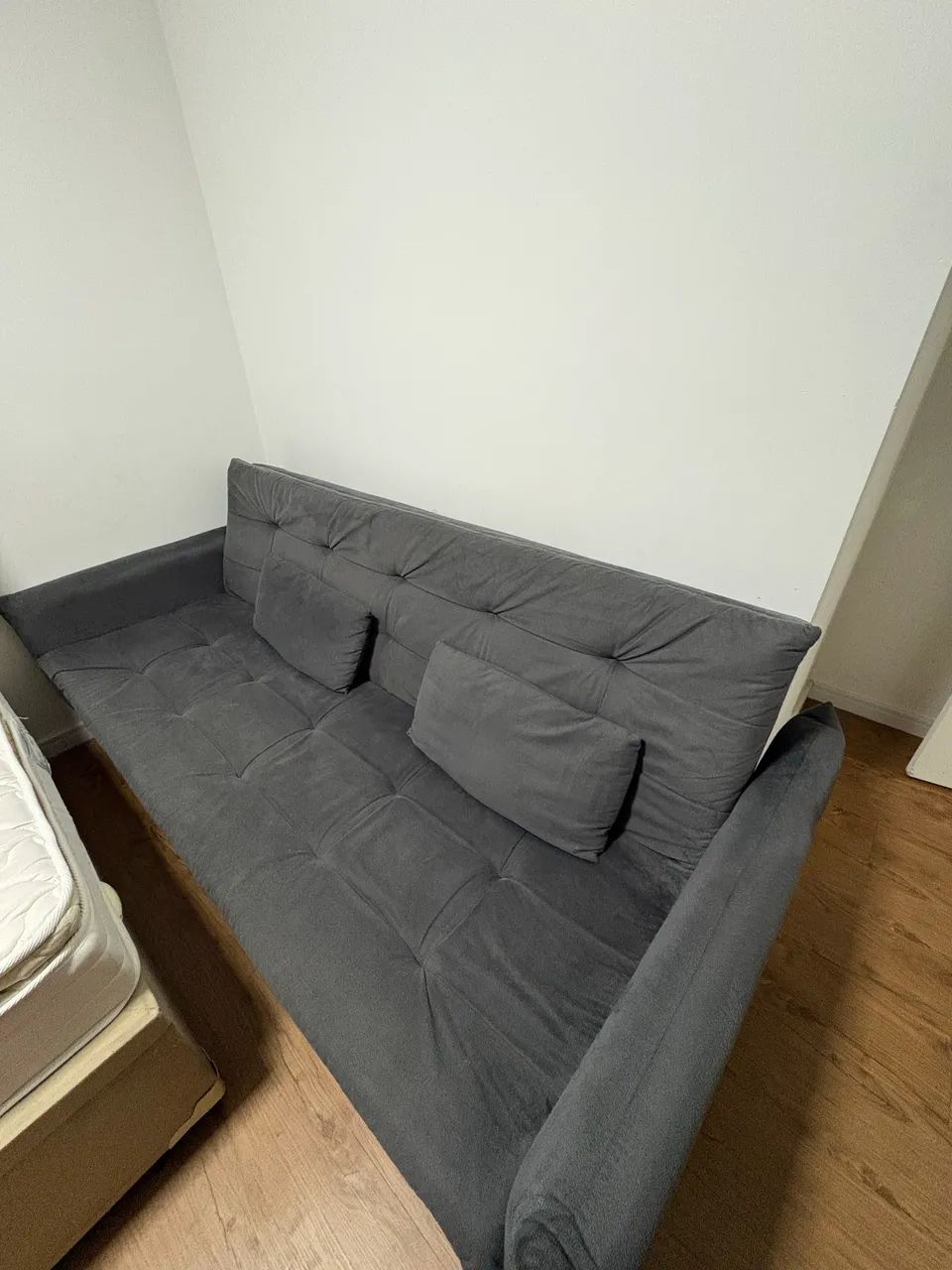 Sofá-Cama Casal 3 Lugares Marília Suede Grafite