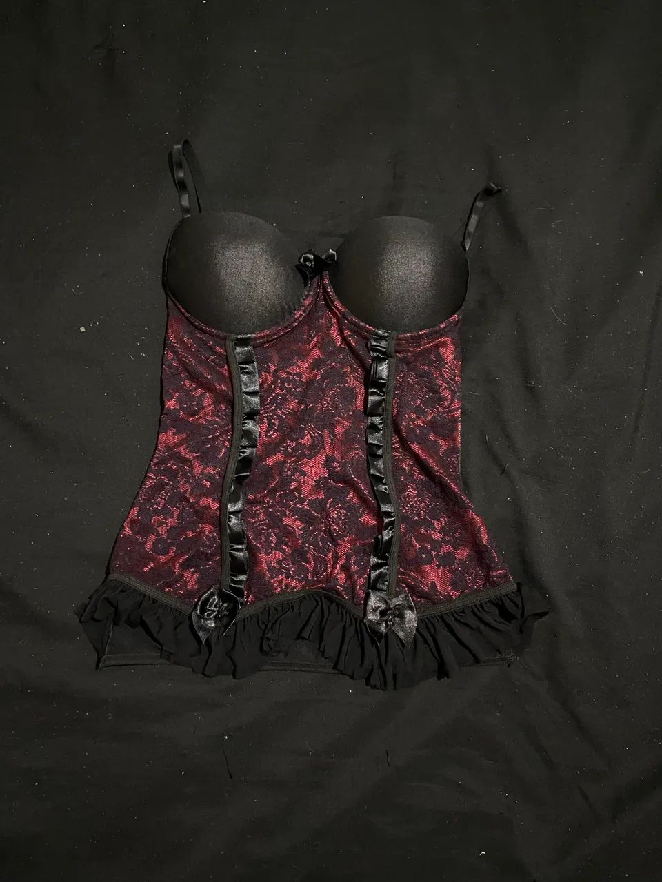 Corset preto e vermelho
