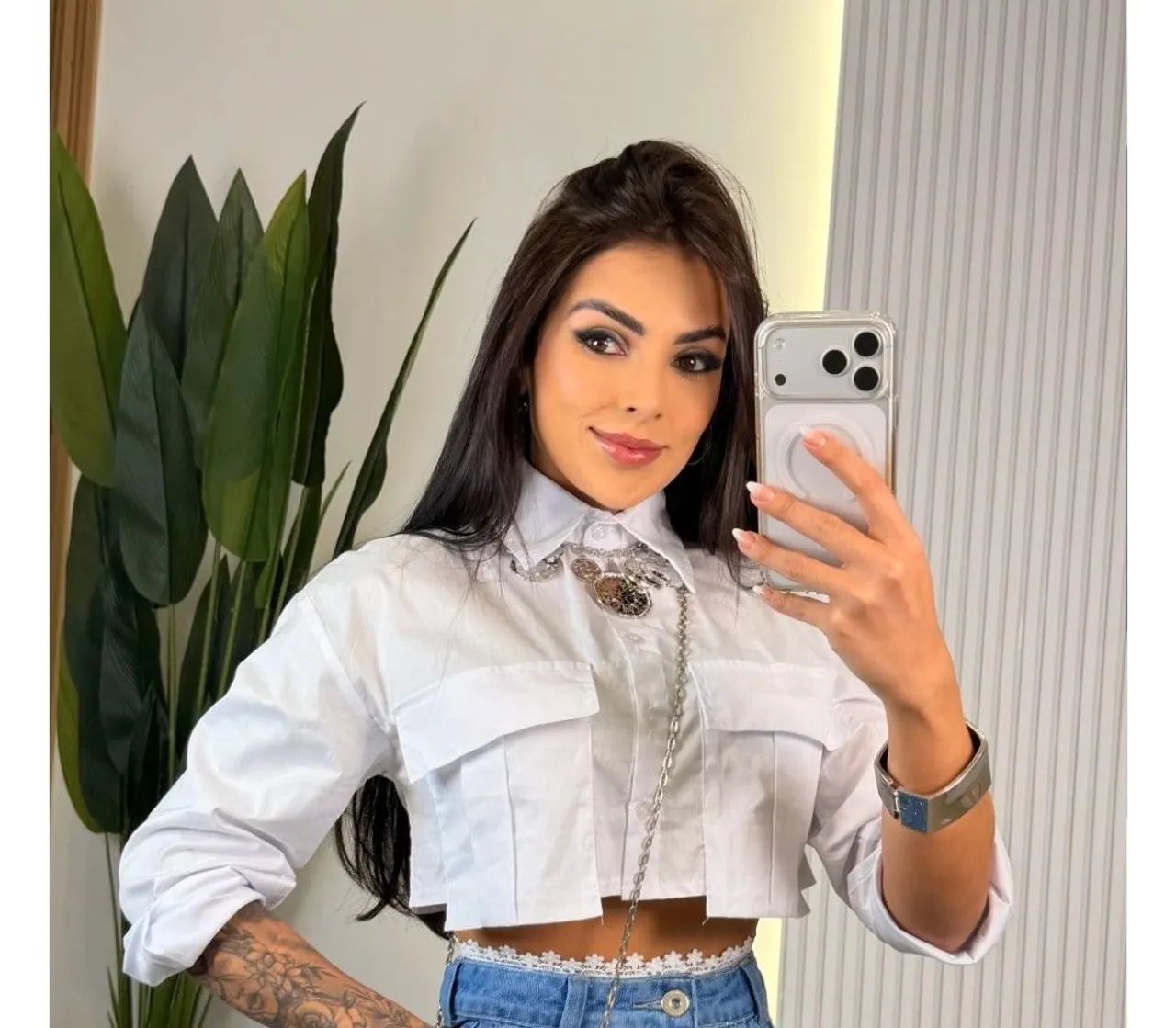 Vendo Cropped Camisa Tricoline <br>Cor:Branco
