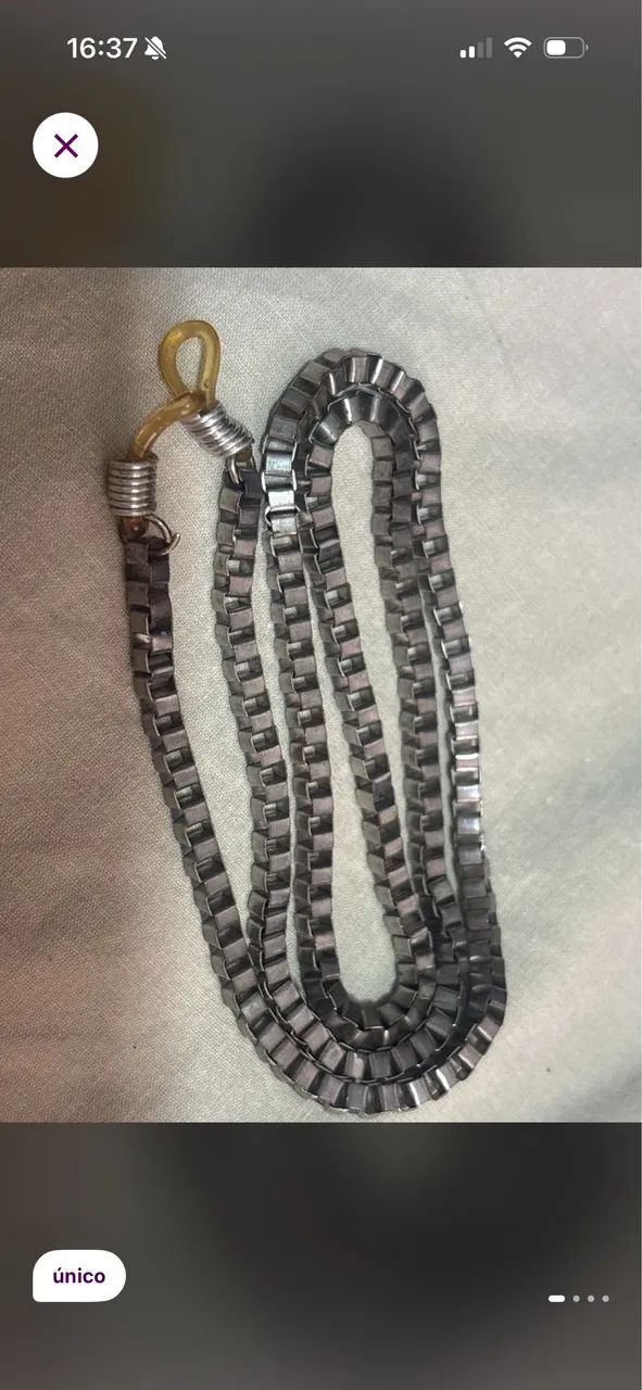 cordão de óculos prateado