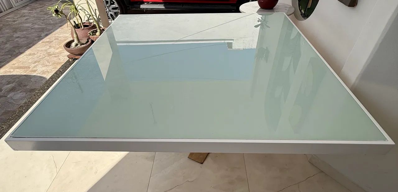 MESA 8 lugares laqueada branca com vidro. - Foto 4