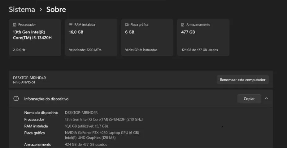 Notebook Gamer Acer Nitro V15 i5 RTX 4050 - Foto 3