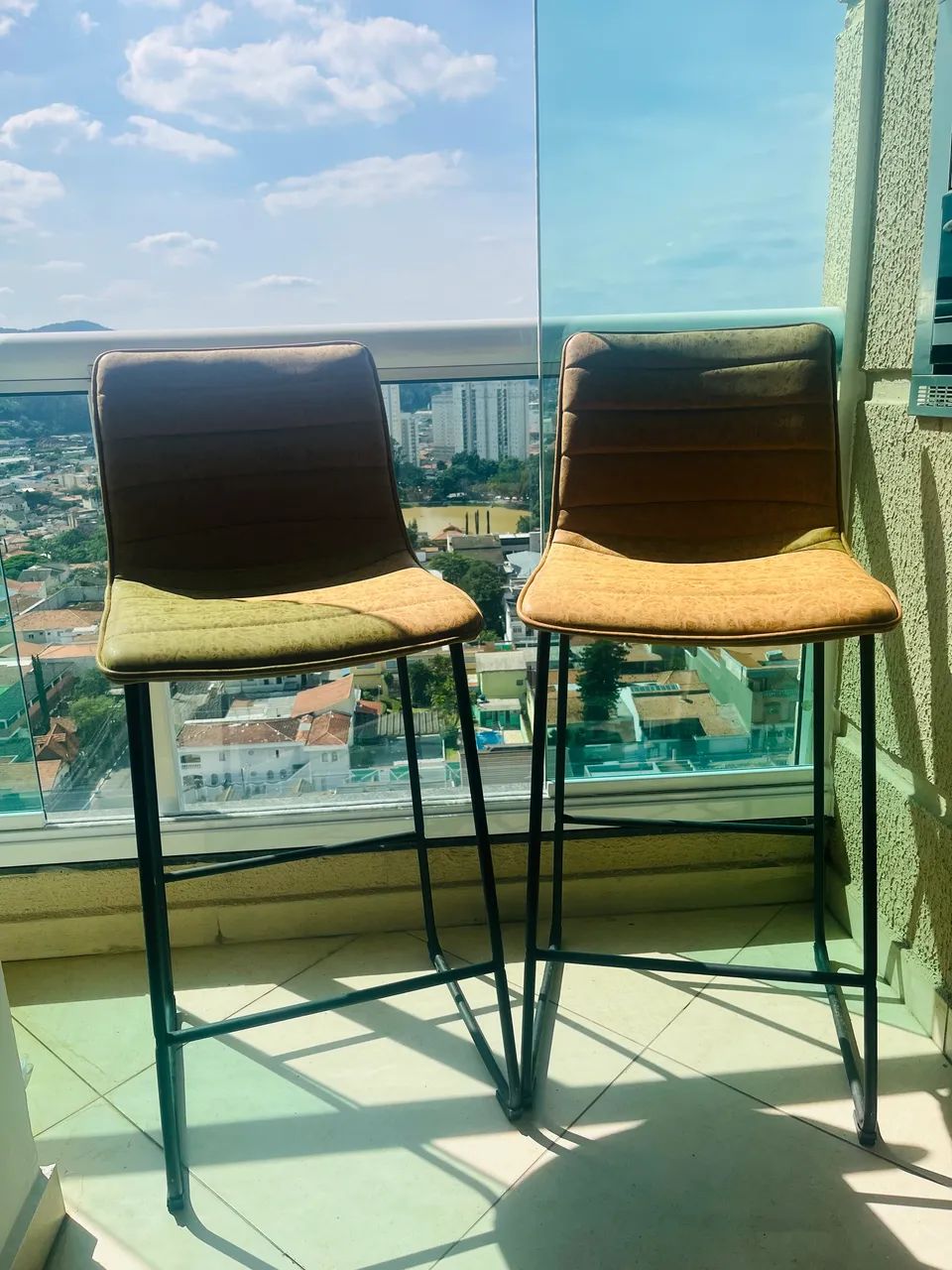 2 banquetas estofadas alta Caramelo - Foto 3
