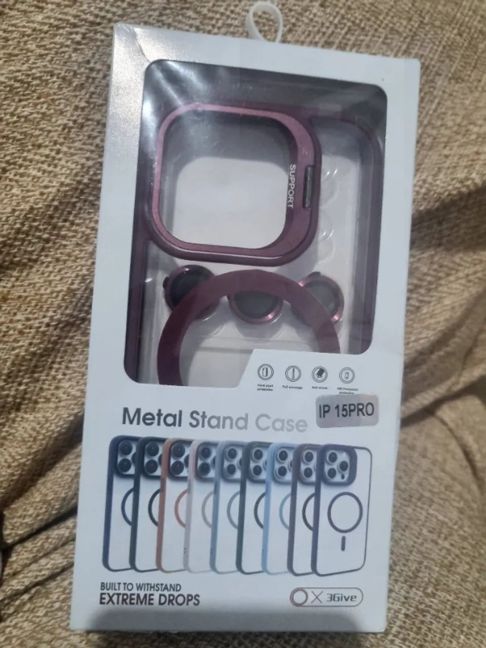 Case Iphone 15 stand metal na cor vinho,com protetor de câmera.Nova na caixa! - Foto 5