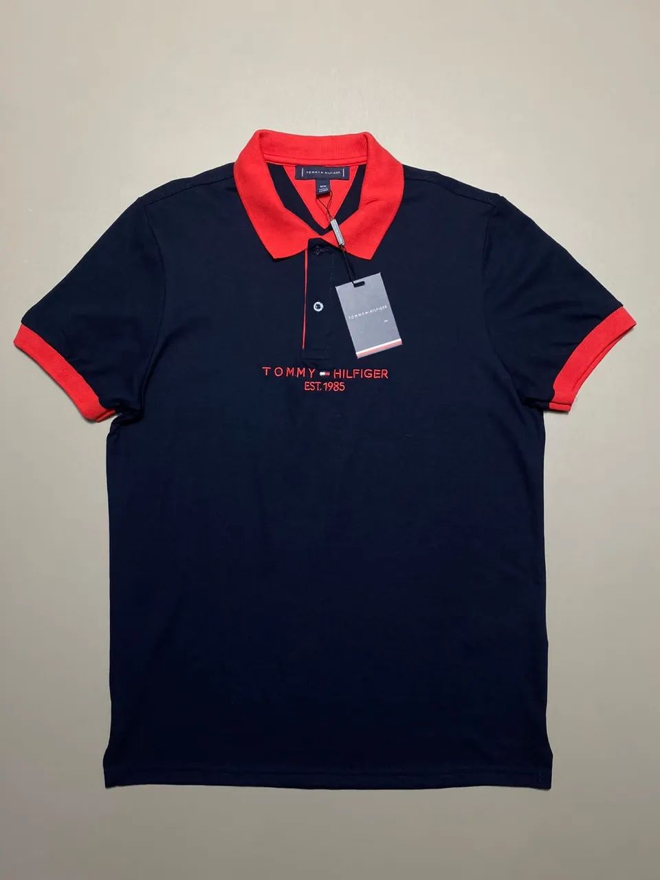 Camiseta Polo TH Azul Marinho/Vermelho - Foto 3