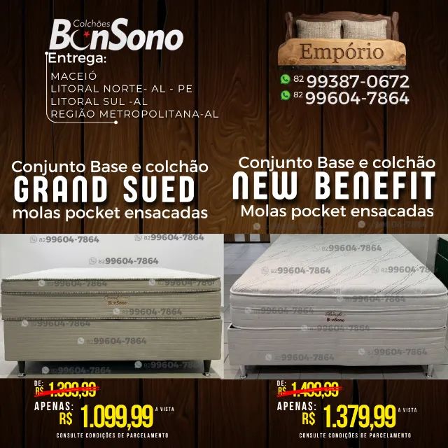 Cama casal base e colcha molas pocket Bonsono pronta entrega 