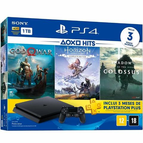 PS4 1TB Kit c/ 3 jogos + 1 ano de garantia