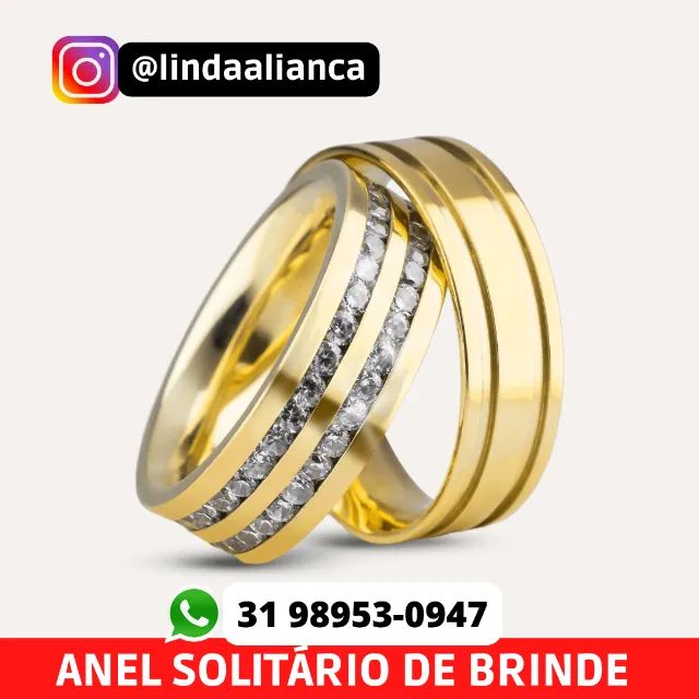 Par de alianças de moeda antiga + Brinde solitário