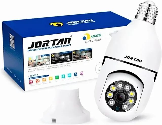 Câmera Segurança Lâmpada 360 Wifi Ip Full Hd Visão Noturna - Jortan 