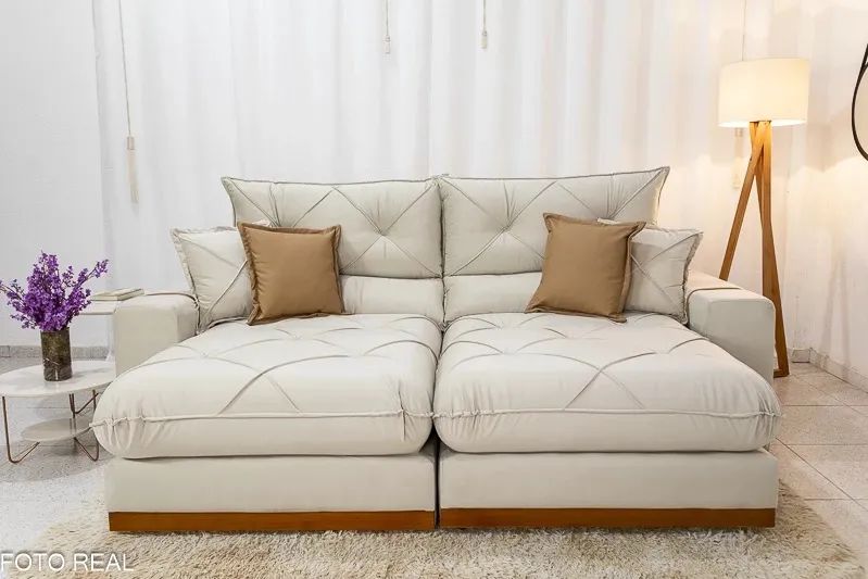 Sofá Retrátil Reclinável 2.50m Pérola D33 e Molas Ensacadas rf554 - Foto 3